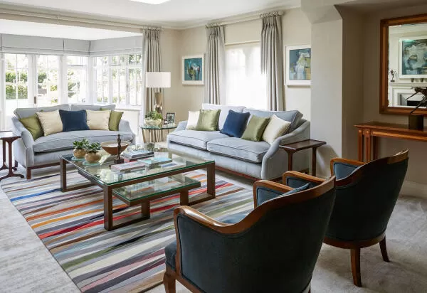 Heathgate 17  Sitting Room Blue cushion. HighRes